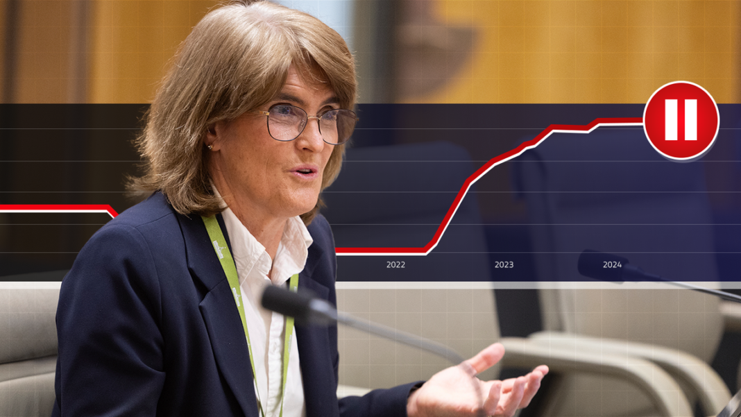 Australia's central bank has kept interest rates on hold for a fifth consecutive meeting. (Graphic Tara Blancato)