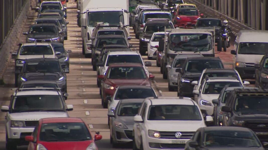 Drivers have been stuck in bottlenecks around the interchange, which was meant to cut down travel time. (9News)