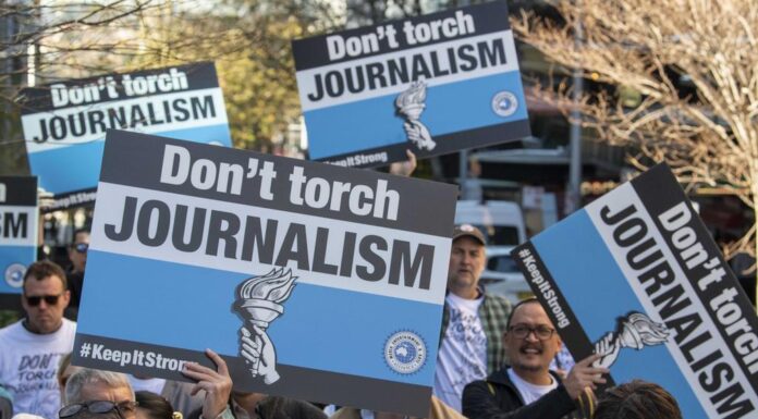 9NEWS, 언론인 파업으로 고액 티켓 행사 연기 불가피 As of Friday, journalists from several Nine-owned mastheads have been on a five-day strike amid increasingly tense EBA negotiations. Picture NewsWire Simon Bullard.