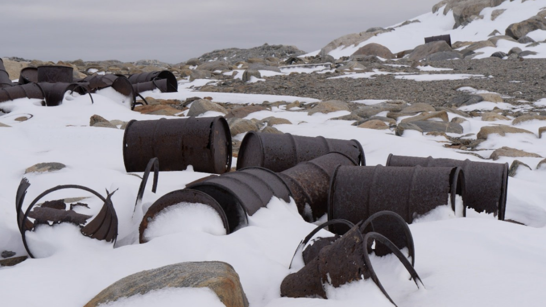 Remains of a storage area for oil drums. (Maude Jolly)