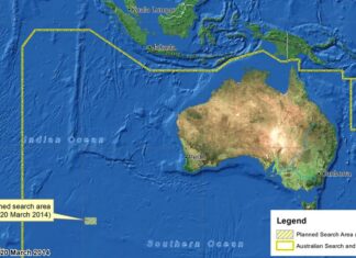 ‘완벽한 은신처’: 호주 과학자, 사라진 비행기 MH370이 있을 수 있는 곳 공개 This Satellite image made available by the AMSA (Australian Maritime Safety Authority) shows a map of the planned search area for missing Malaysian Airlines Flight MH370 on March 20, 2014.