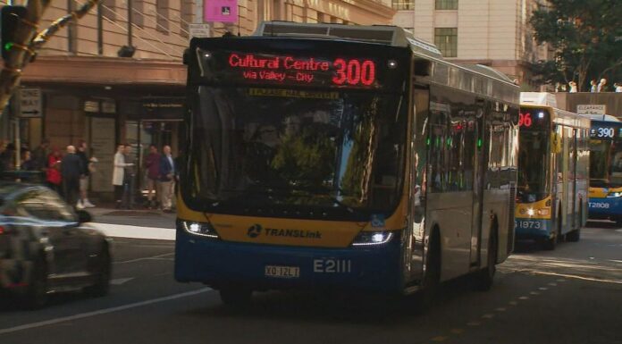 퀸즐랜드 대중교통 요금 50센트로 인하, 통근자들이 기뻐하다 Queensland commuters can hop on a bus, train, tram or ferry for 50 cents a trip under a new trial. (9News)
