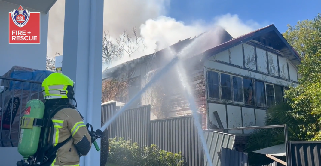 Firefighters rushed to the home on ﻿Ida Street in Putney at 10.30am after reports of a fire quickly burning through the property. (FRNSW)