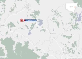 NSW 머스웰브룩 규모 3.0 강진 open street map_ contributors