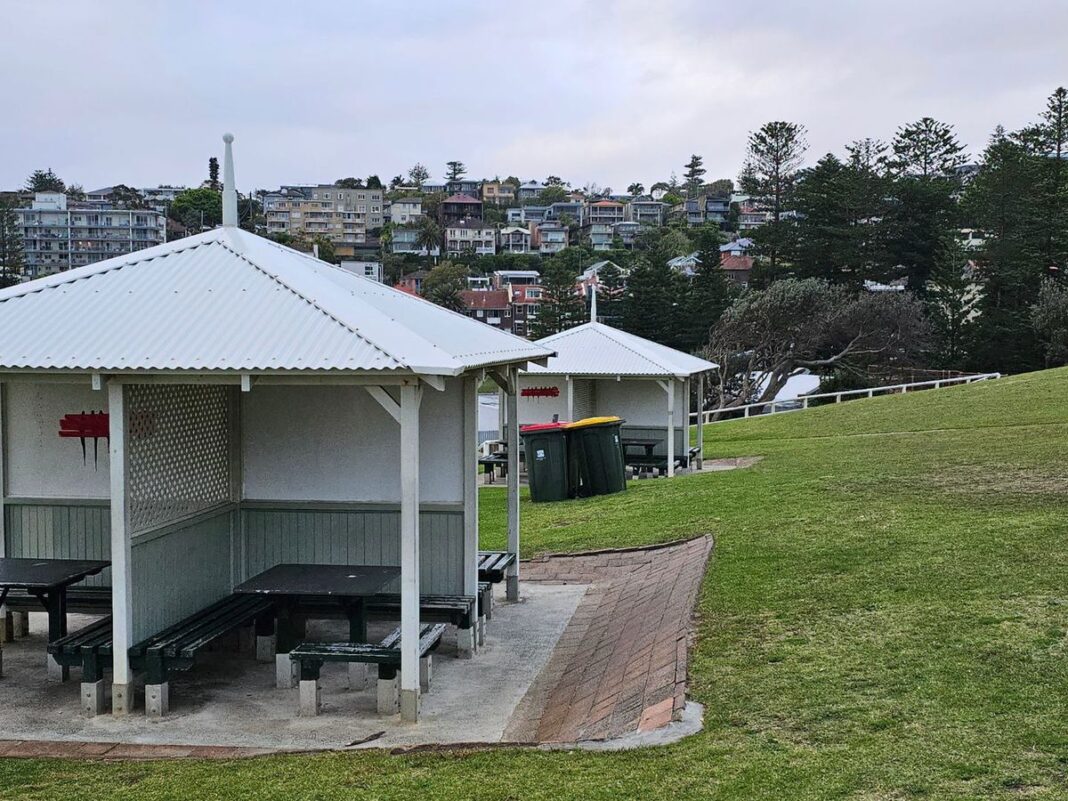 Beach shelters in Sydney's eastern suburbs were targeted by vandals who sprayed the word 'Hamas on them. (Photo 2GB) (Supplied Nine)