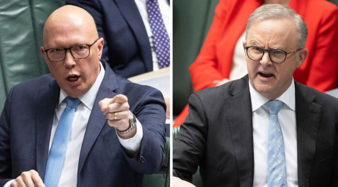 자유연정 피터 더튼 차기 총리 유력 Opposition Leader Peter Dutton and Prime Minister Anthony Albanese will face off in Parliament on Monday with questions over flight upgrades likely to dominate.CreditAlex Ellinghausen