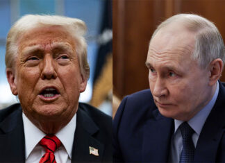 트럼프, 호주 관세 면제 ‘큰 고려할 것’ Donald Trump and Vladimir Putin spoke over the phone. Composite AbacaRexShutterstock, Sputnik via EPA