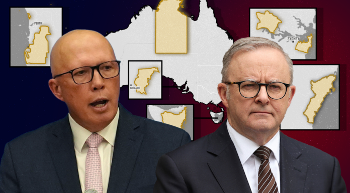 노동당 승리 확실하다! Eight seats have a less than 1 per cent margin heading into this year's federal election. (Nine)