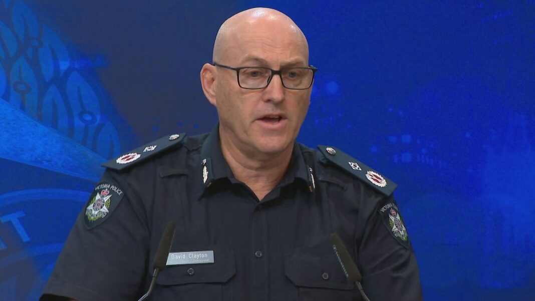 Victoria Police Deputy Commissioner David Clayton addresses the media after the alleged gang fight. (Nine)