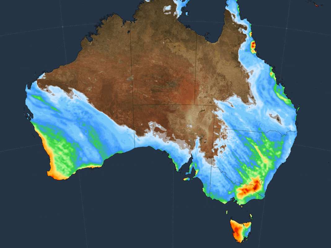 A complex low-pressure system will pass over Australia's south from today, and it's expected to stick around until mid-next week. (WeatherzoneAAP)