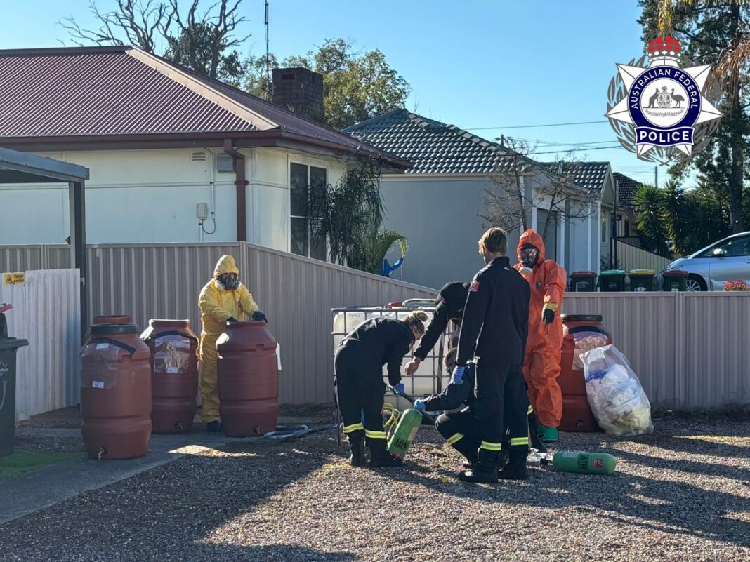 The home in Fairfield East was raided on June 19. (Australian Federal Police)