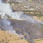 6.A grassfire is affecting train services in Sydney city’s south-west.﻿ (Nine)