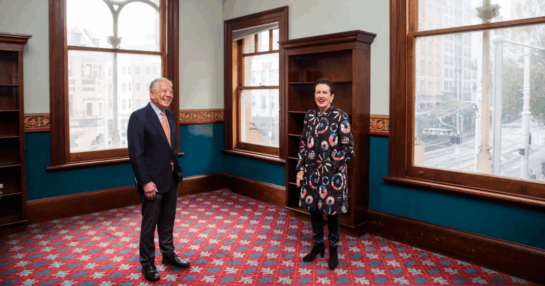 Lord mayor Clover Moore and Dr John Yu at the old Haymarket library_Credit_Edwina Pickles_The Sydney Moning Herald
