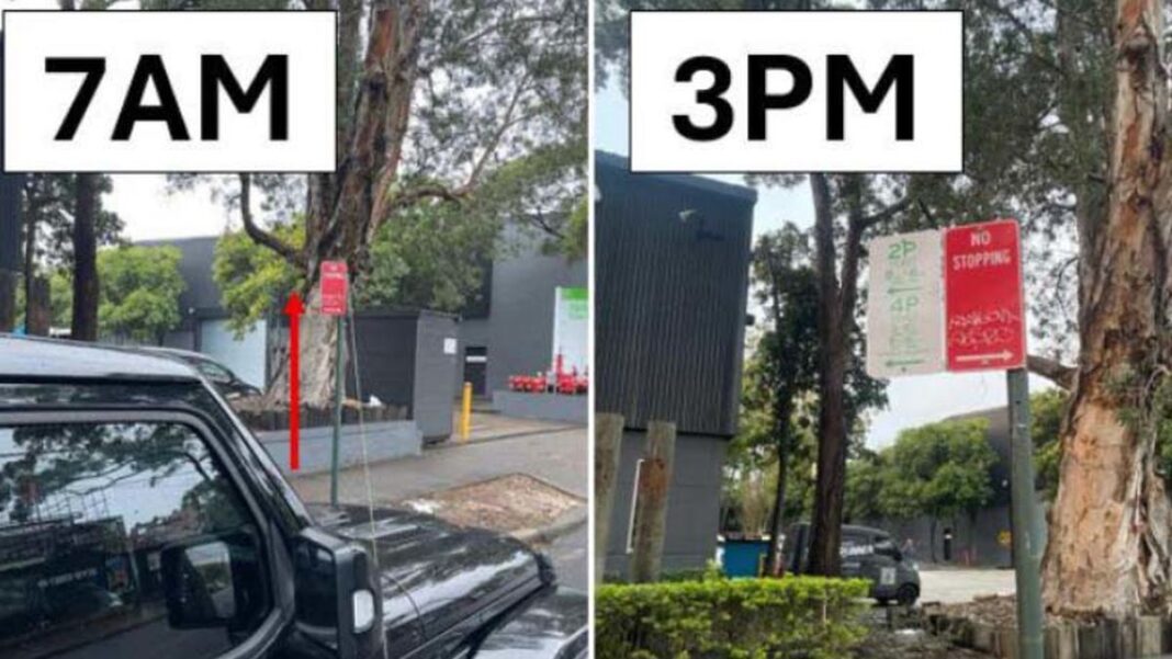 The driver says the signs were erected while he was away from his car. (9nine)