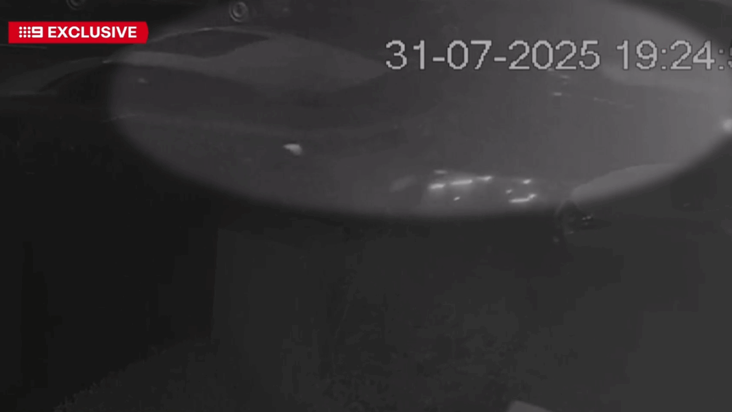 CCTV has captured the moments after sacked Fox Sports reporter James Hooper allegedly crashed into three parked cars. (Nine)