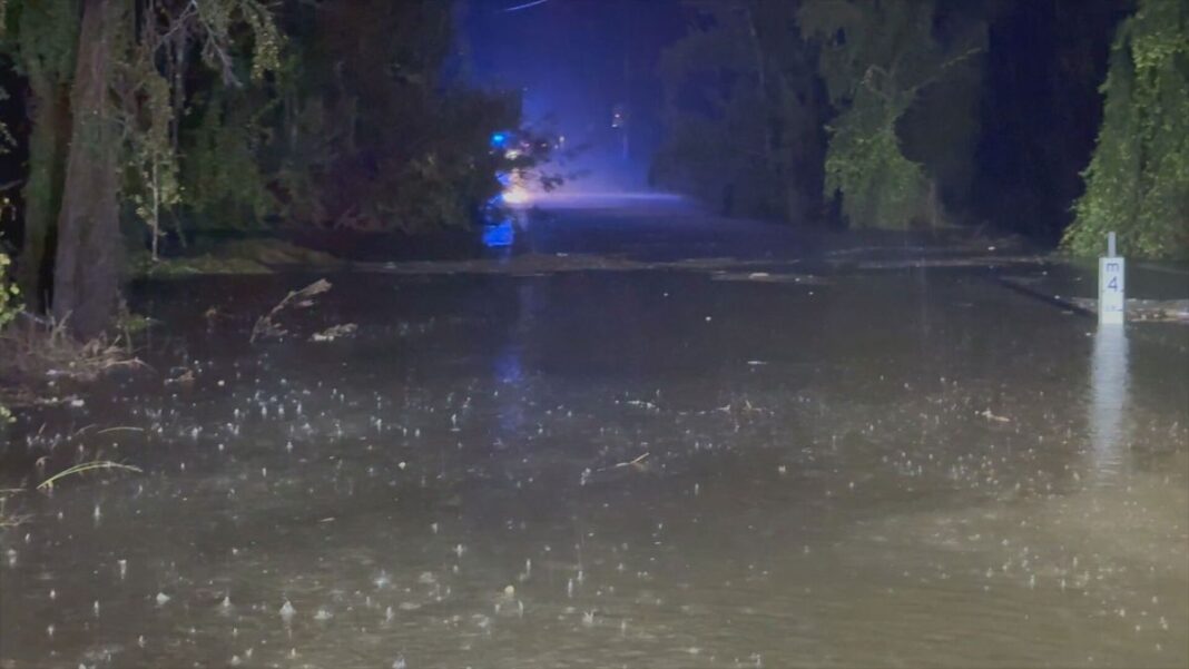 Emergency services were called to Black Creek on Old North Road in Rothbury yesterday. (9News)