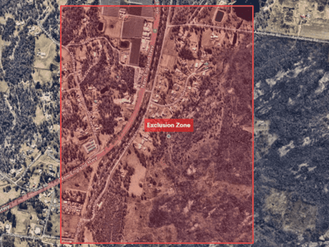 A map with the exclusion zone charted. (Supplied)_9NEWS