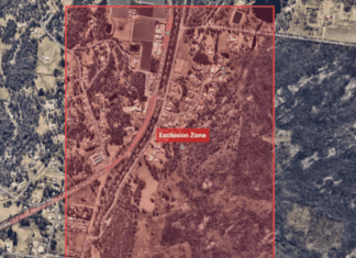 호주 퀸즐랜드, NSW 인근에서 연료 탱커 전복 긴급사태발생 A map with the exclusion zone charted. (Supplied)_9NEWS