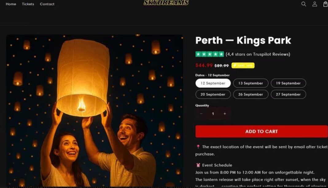 Social media ads are being promoted that sell tickets to lantern events across Australian cities that do not exist.NEWS.COM.AU