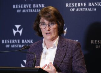 호주 RBA, 11월 추가 금리 인하 가능성…9월은 동결 전망 RBA Governor Michele Bullock addresses the media. Picture Christian Gilles NewsWire