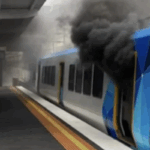 9.A fire on a Melbourne train caused by an e-bike earlier this year. (Reddit)_9news