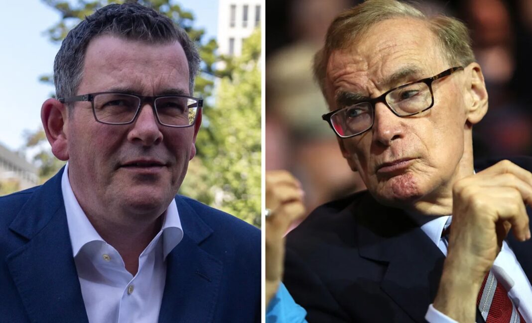 Former Victorian premier Daniel Andrews and former NSW premier and federal foreign affairs minister Bob Carr.Credit:Getty Images, James Alcock