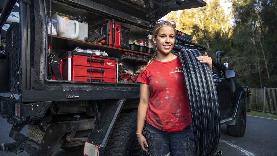 Yana Marks began her plumbing apprenticeship at the age of 17. (Steven Siewert)_9news