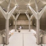 3.The station features a grand entrance hall below City Square with a roof supported by high columns shaped like huge tree branches. (Supplied)_ninenews
