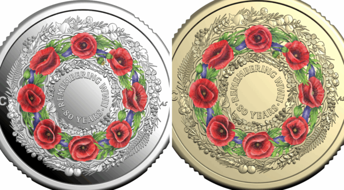호주, 제2차 세계대전 종전 80주년 기념 한정 주화 발행 Two coins have been released to commemorate 80 years since the end of World War II. (Royal Australian Mint)