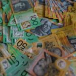 Colorful of Australian dollars money background