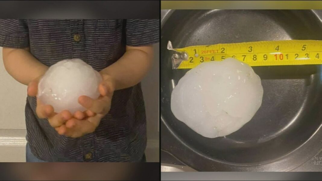 South-east Queensland storms dumped huge hail on Monday, November 24, 2025. (9News)