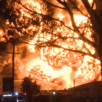 13.The huge fireball reached up to 150 metres in height. (Nine)