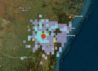 캔버라 인근 부로와(Boorowa) 규모 4.4 지진 발생 Geoscience Australia said an earthquake hit at a depth of 12 kilometres near Boorowa on Wednesday, March 11, 2026. (Geoscience Australia)_9news