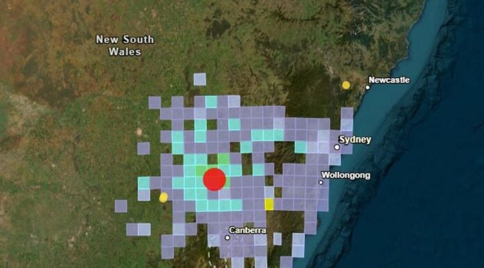 캔버라 인근 부로와(Boorowa) 규모 4.4 지진 발생 Geoscience Australia said an earthquake hit at a depth of 12 kilometres near Boorowa on Wednesday, March 11, 2026. (Geoscience Australia)_9news