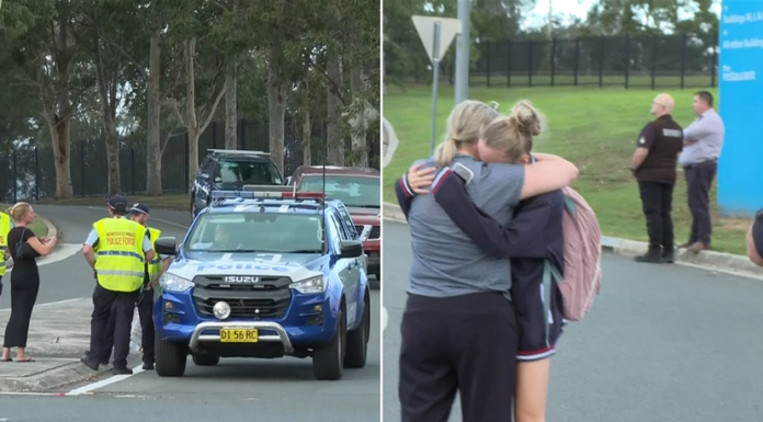 캠벨타운 TAFE, 총기 소지 여성 신고에 봉쇄… Hundreds of students were ordered to hide under desks and tables following a reported sighting of a woman carrying a gun. Credit 7NEWS