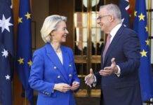 호주, 유럽연합(EU)과의 100억 달러 규모 FTA 체결…관세 99% 철폐 Ursula von der Leyen and Anthony Albanese have signed an EU-Australia free trade deal. (Alex Ellinghausen)_9news