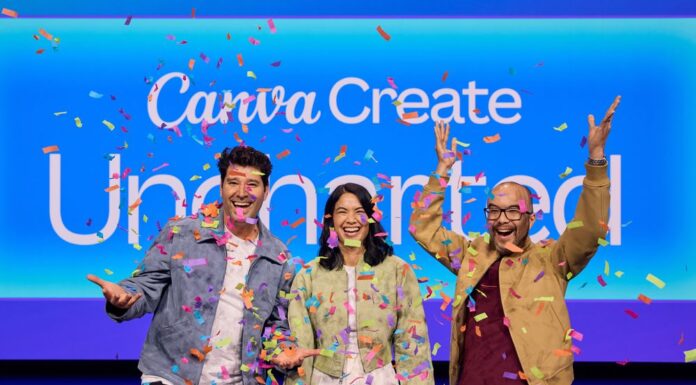 시드니 캔바, 호주 AI 기업 2곳 인수 Canva founders Melanie Perkins, Cliff Obrecht and Cameron Adams. (Supplied)_9news