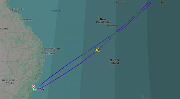 시드니-달라스 콴타스 항공 긴급 상황으로 호주로 회항 A Qantas flight bound for the US was forced to return to Australia on Sunday, April 5, due to a passenger health emergency. (Nine)