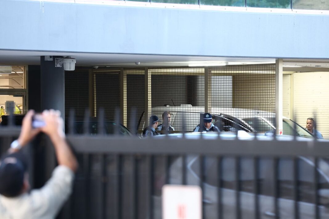 Ben Roberts-Smith leaves Mascot Police Station after being arrested yesterday. (Dominic Lorrimer)_9news