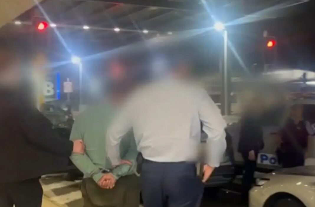 The 50-year-oild driver was arrested at Sydney International Airport (pictured). 9News