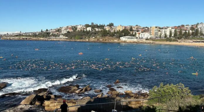 시드니 쿠지 비치, 상어 공격 이후 대규모 해양 수영 행사 열려 The community has come together for a swim-out at Coogee Beach after last Saturday's shark attack on Leah Stewart. Sam Worthington_9news