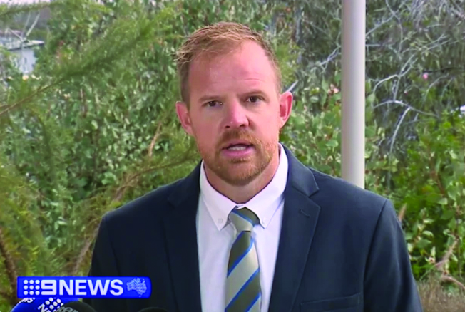 WA Police detective Kyle Vander Linden speaks to the media. 9News