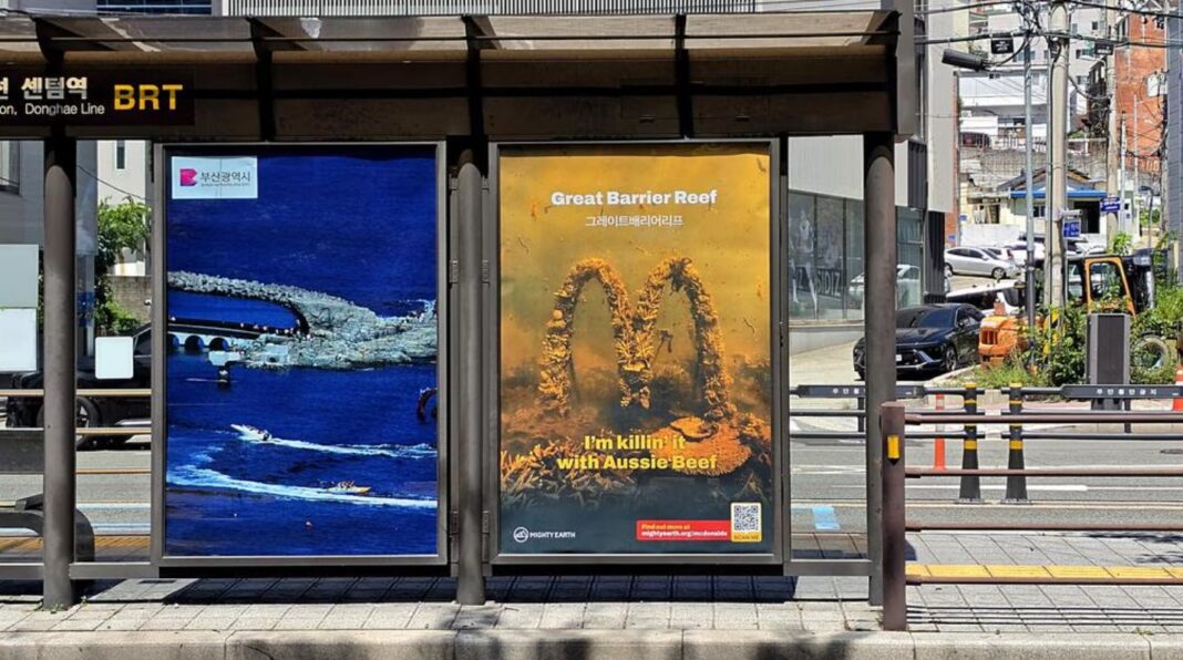 Australian activists in Korea launched but billboards during UNESCOs World Heritage Committee meeting. Picutre_Mighty Earth_Australian Conservation Foundation_news.com.au