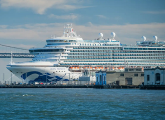 샌프란시스코 출항 루비 프린세스호 노로바이러스 집단 발생 Princess Cruise line's Ruby Princess docks in San Francisco Bay in 2021. iStock_9news