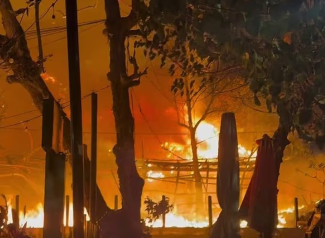 14.The balloons exploded, causing a restaurant fire. (Seven)_news.com.au .The balloons exploded, causing a restaurant fire. (Seven)_news.com.au