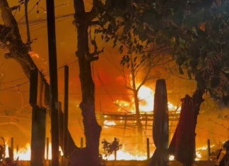 발리 식당 화재로 호주 가족 발 묶여 .The balloons exploded, causing a restaurant fire. (Seven)_news.com.au