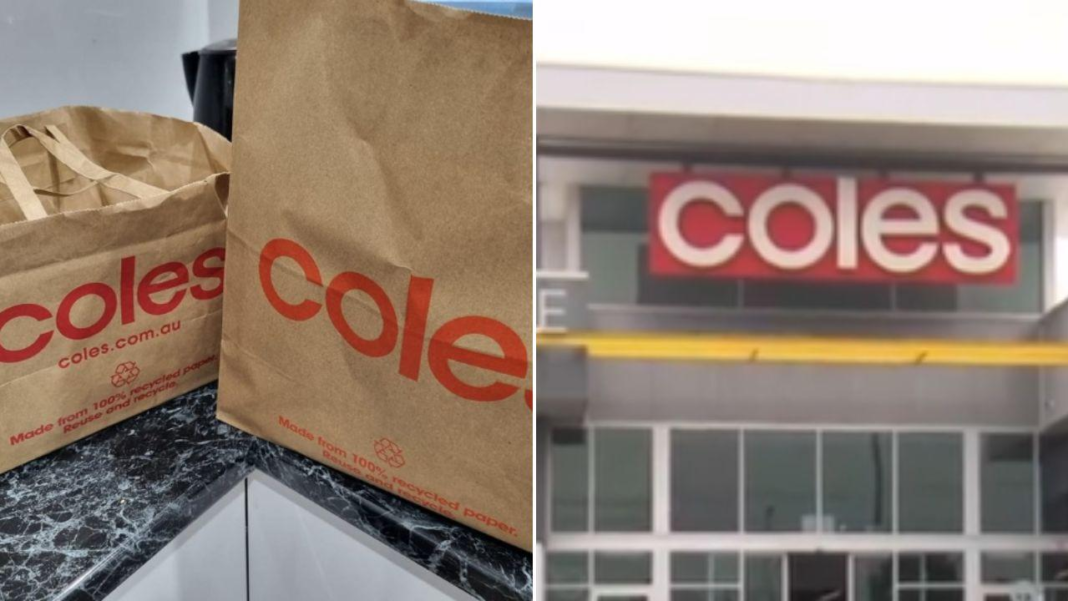 Coles has increased prices of their bags for in-person shoppers Credit 7NEWS