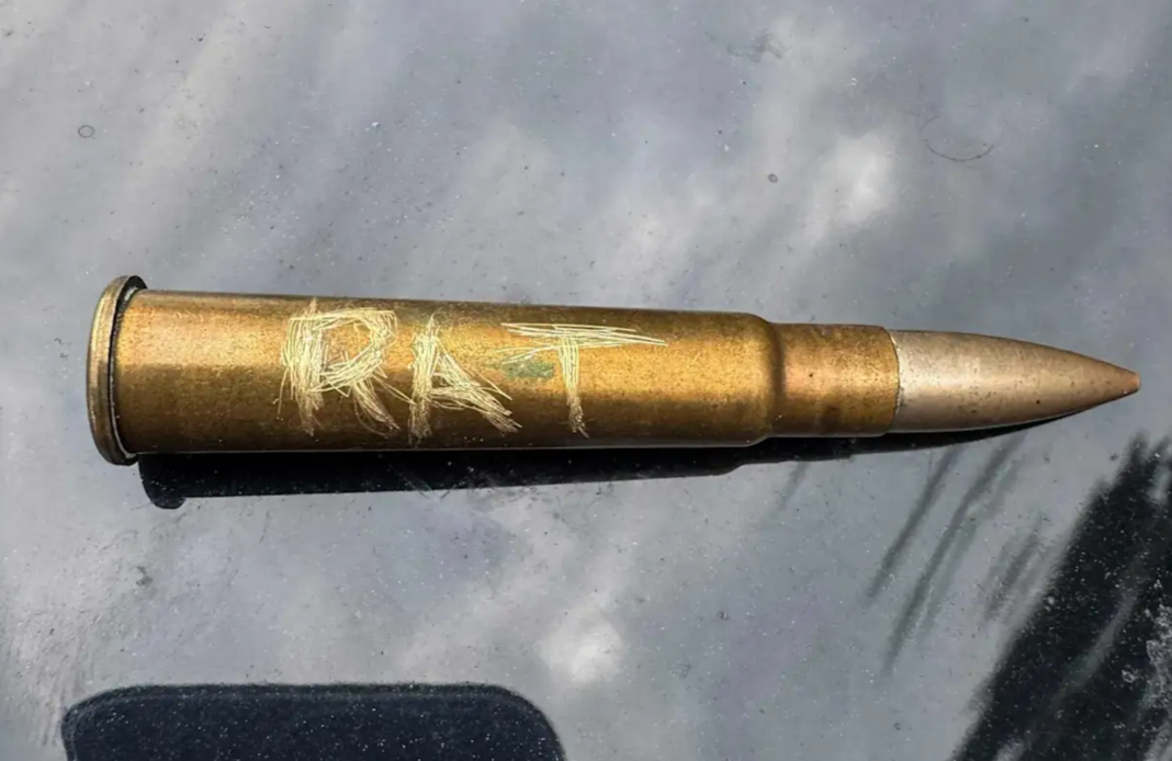 7.Victorian Labor MP Paul Edbrooke has found a bullet etched with the word “rat” on his car. Supplied_9news Victorian Labor MP Paul Edbrooke has found a bullet etched with the word “rat” on his car. Supplied_9news